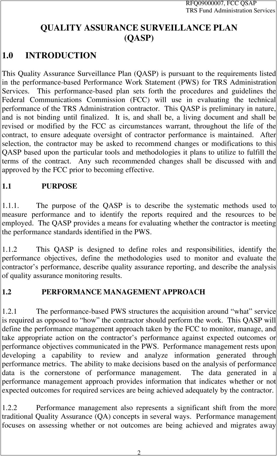 Quality Assurance Surveillance Plan Qasp Template