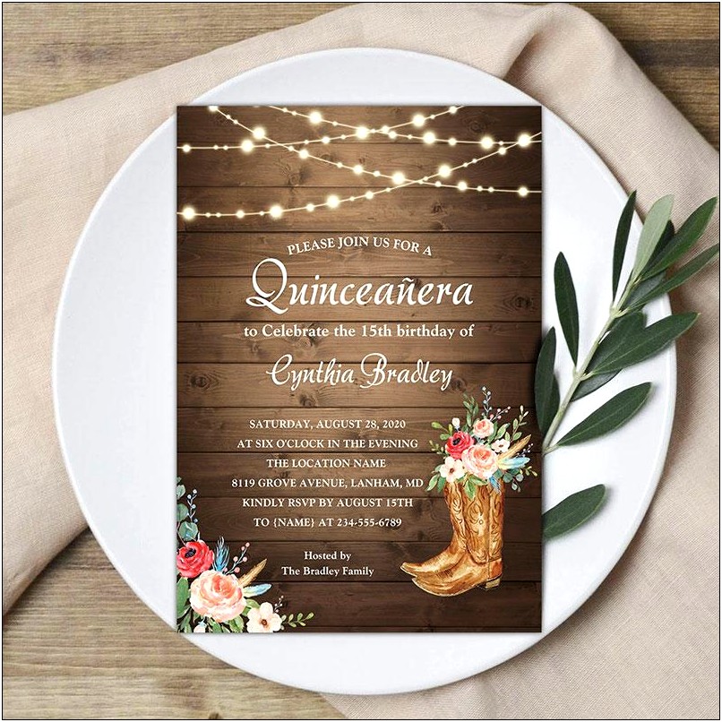 Quinceanera Sample Wording Invitation Cards Template