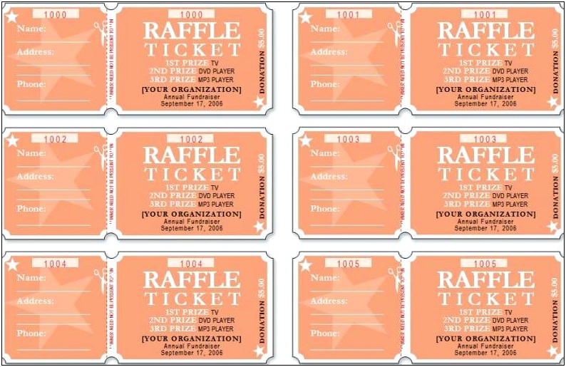 Raffle Ticket Template For Word Or Publisher