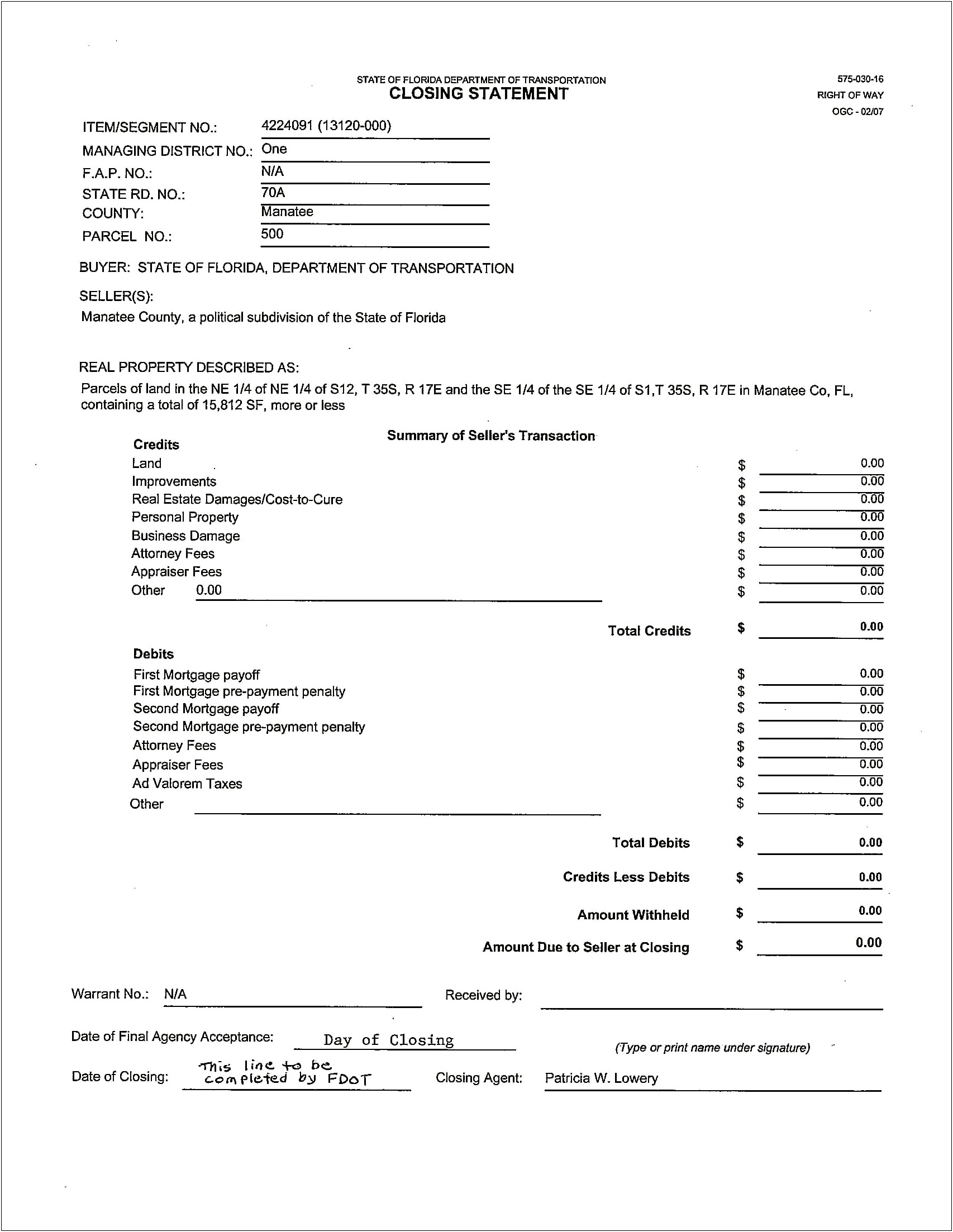 Real Estate Closing Payoff Letter Template