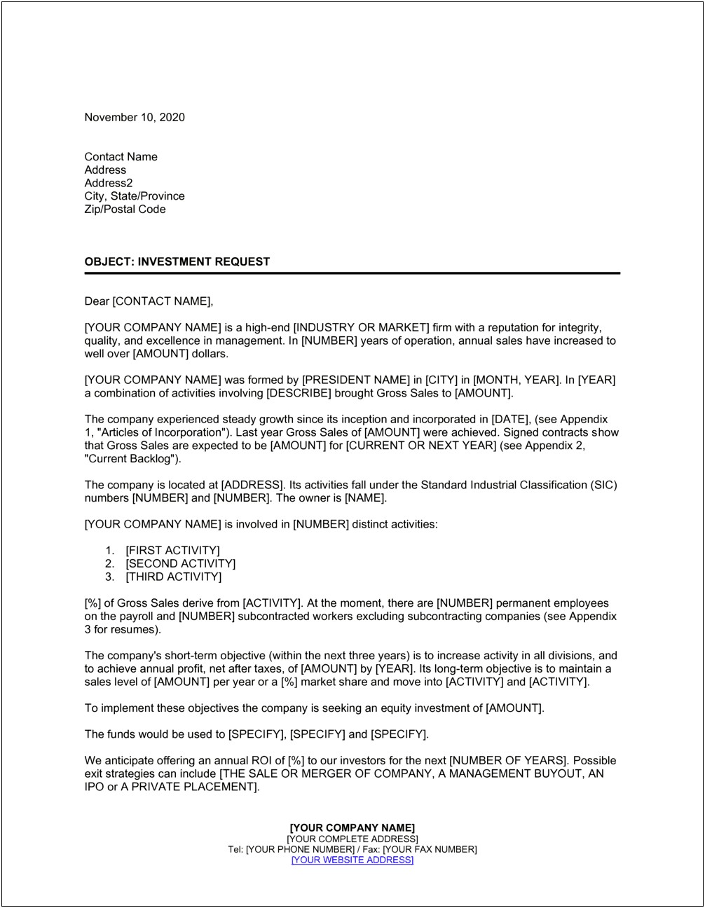 Real Estate Investor Offer Letter Template