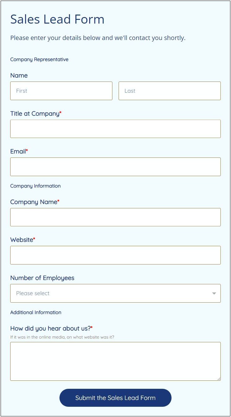 Real Estate Lead Form Template Word