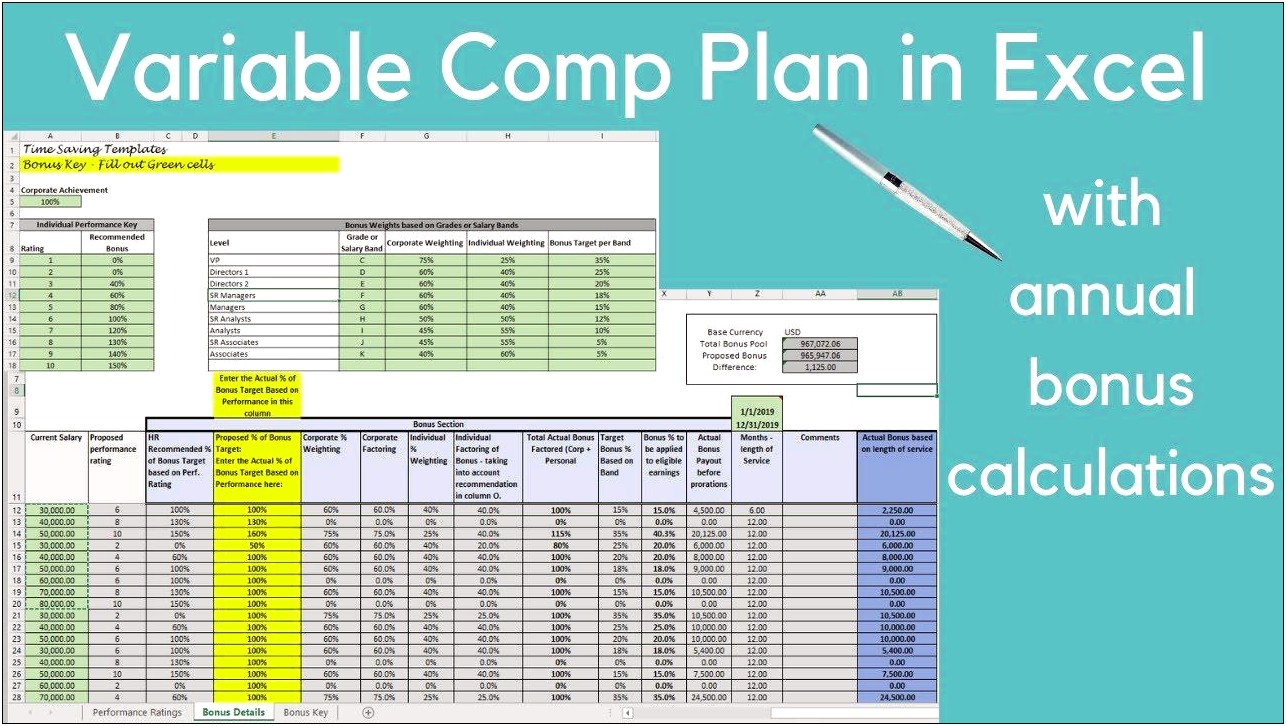 Real Estate Sales Comp Plan Template Excel