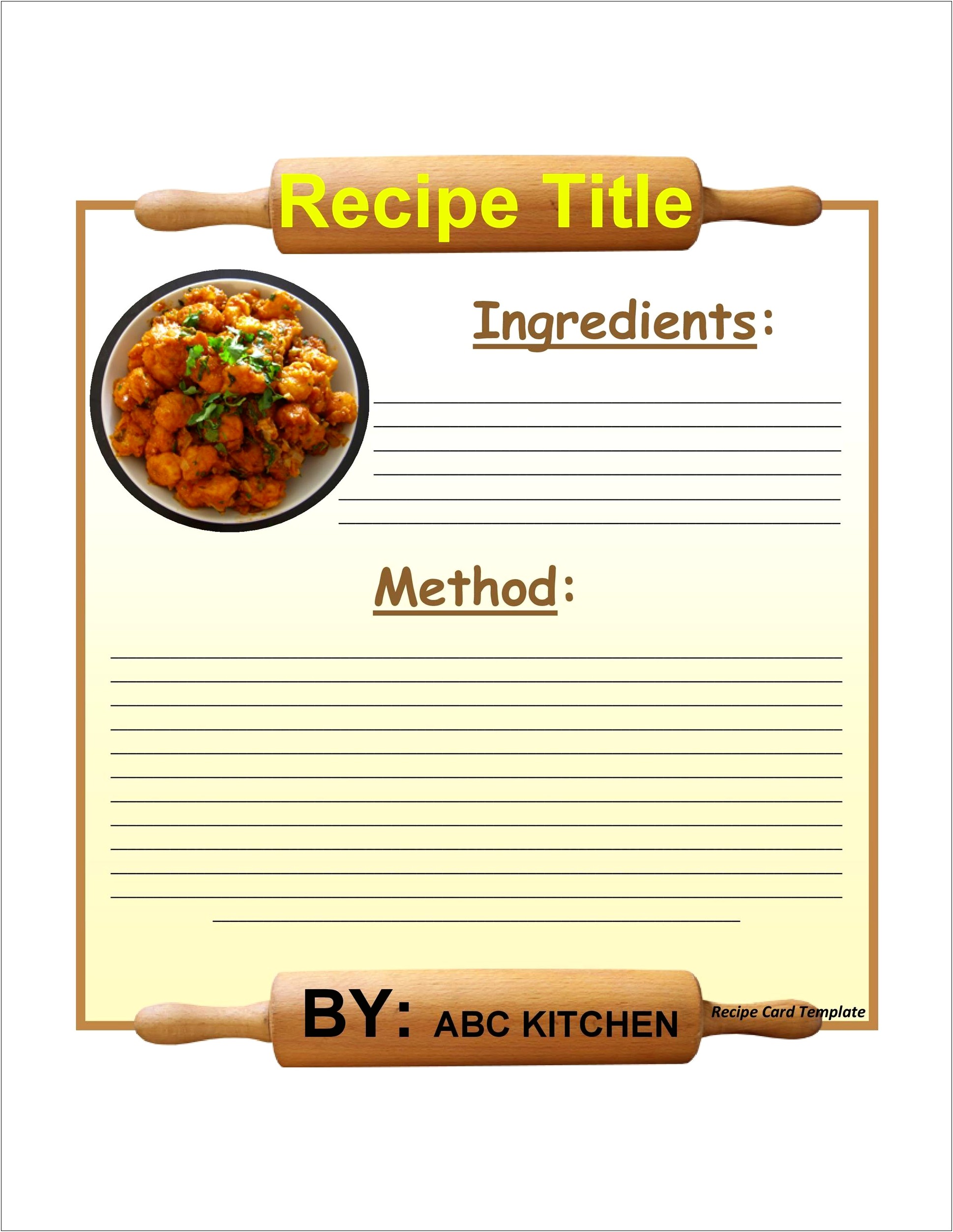 Recipe Card Template For Word Old Time