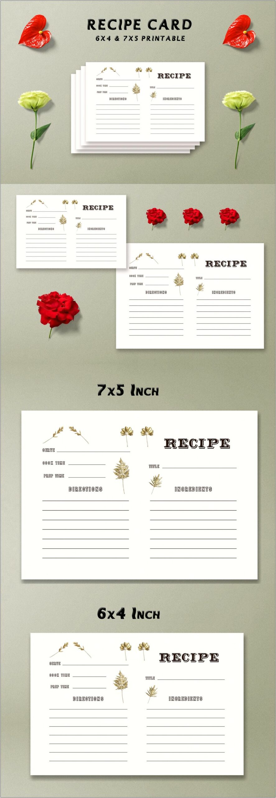 Recipe Card Template For Word Roses