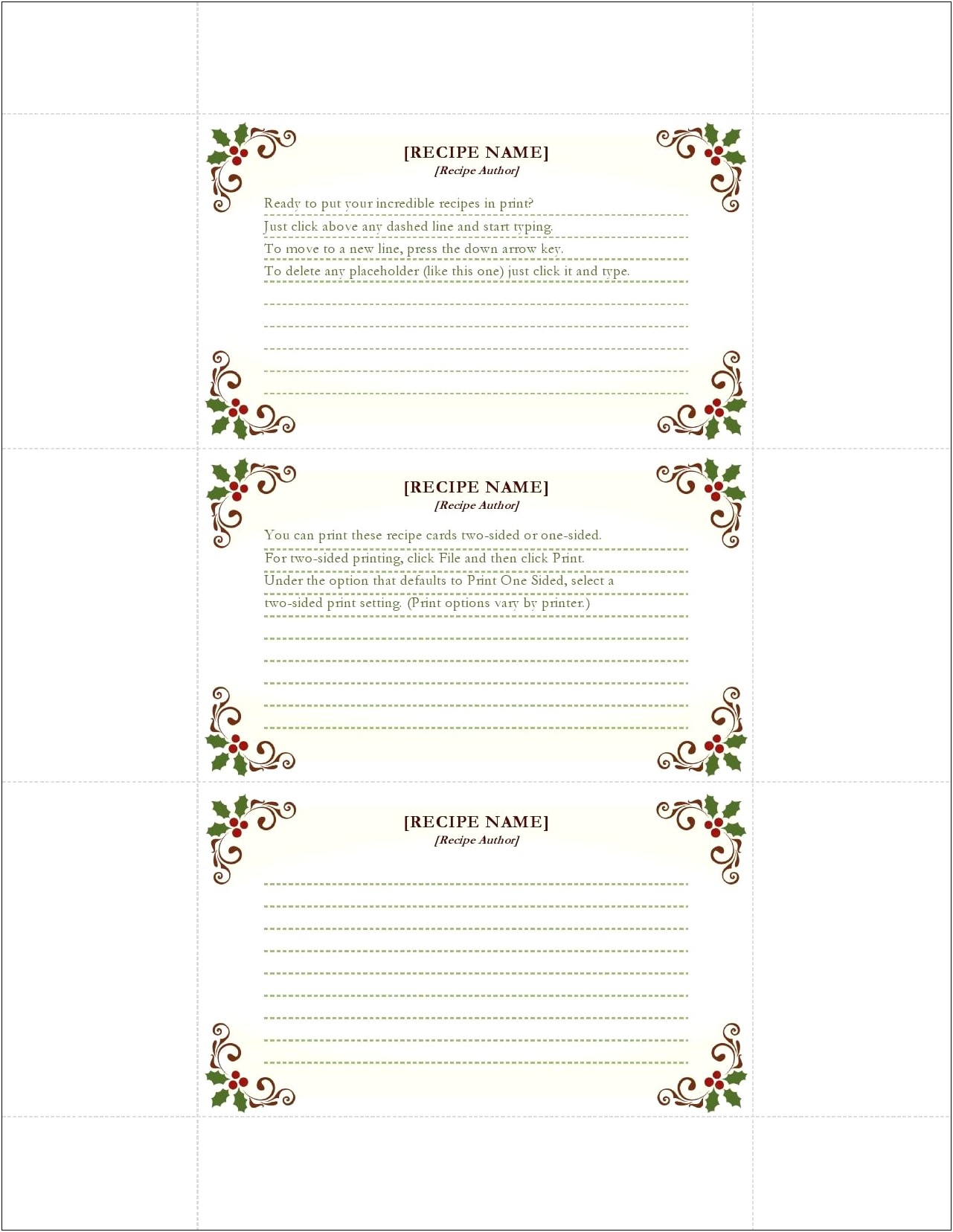 Recipe Card Templates For Word 2007