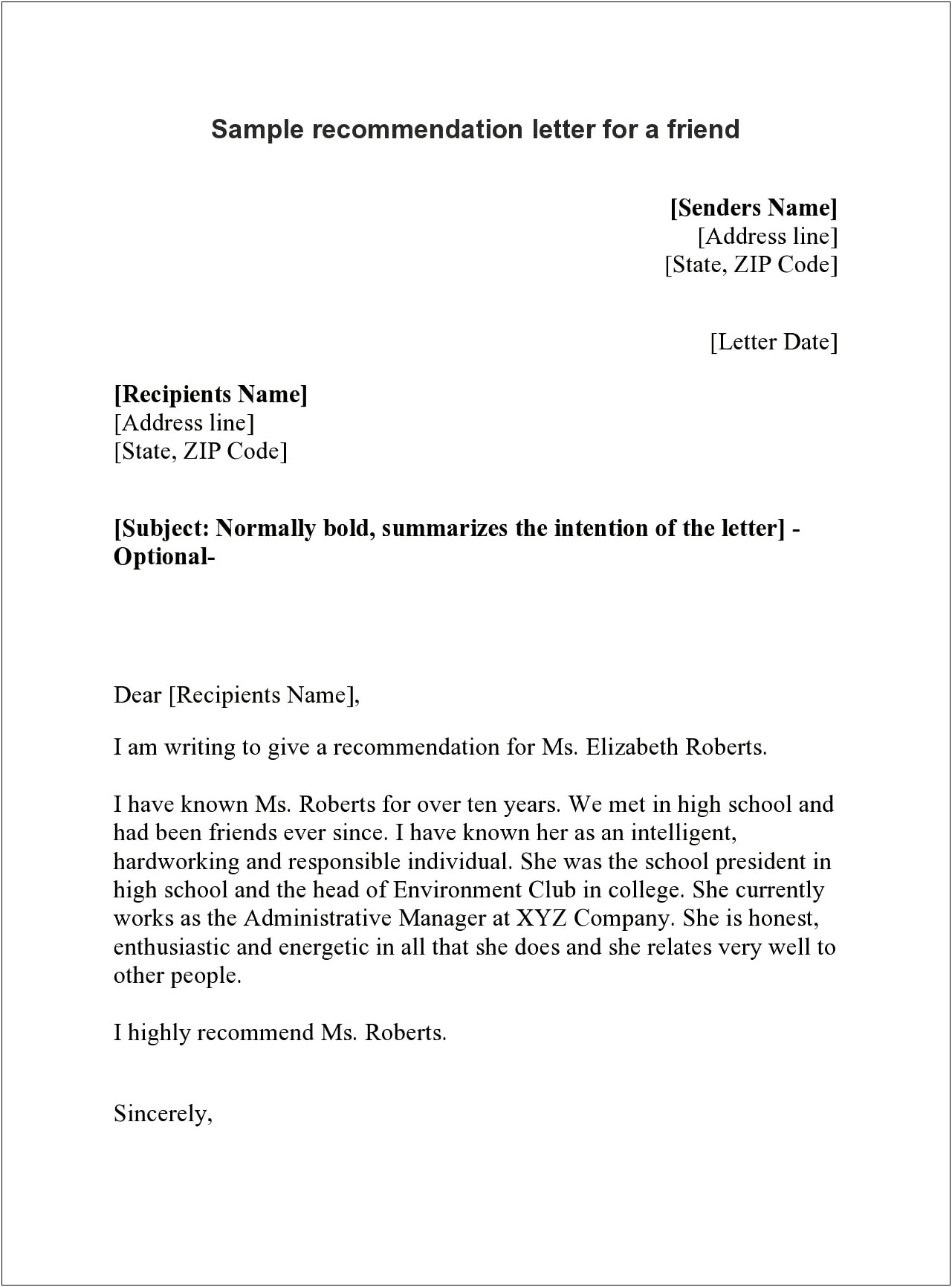 Recommendation Letter For Scholarship From Family Friend Template