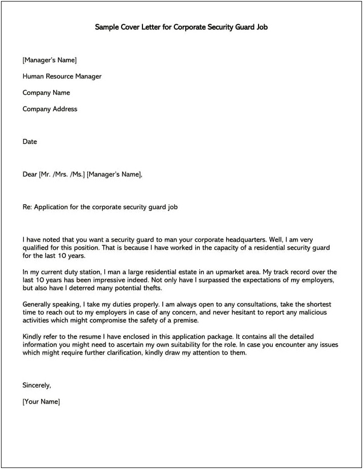 Recommendation Letter For Security Guard Template