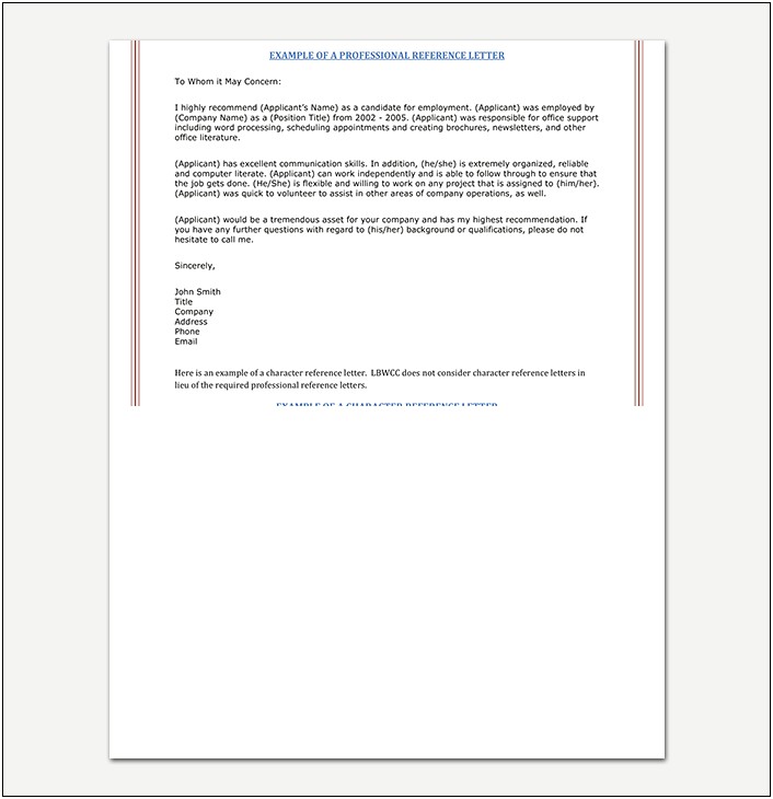 Recommendation Letter Template For Employee Pdf