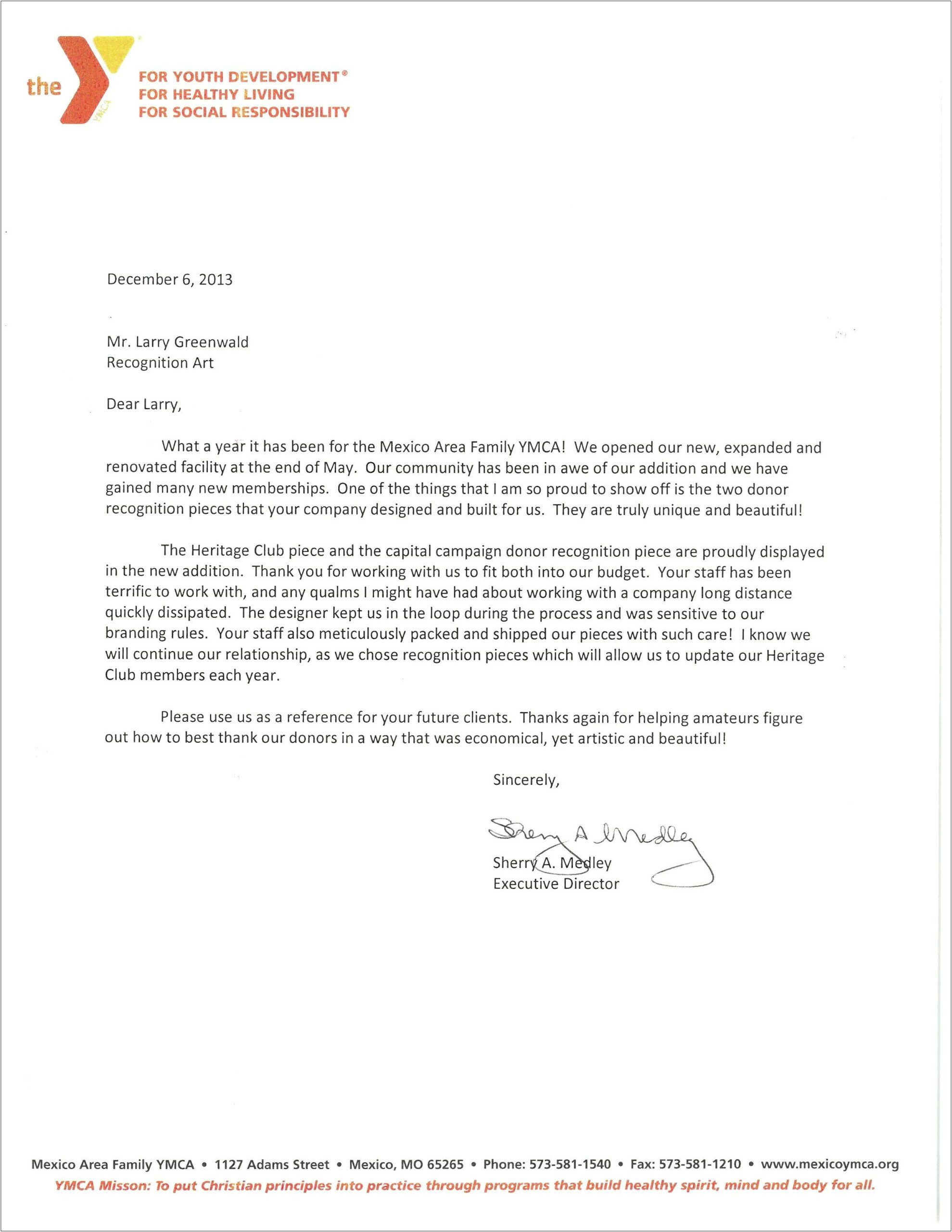 Recommendation Letter Template For Fundraising Donations