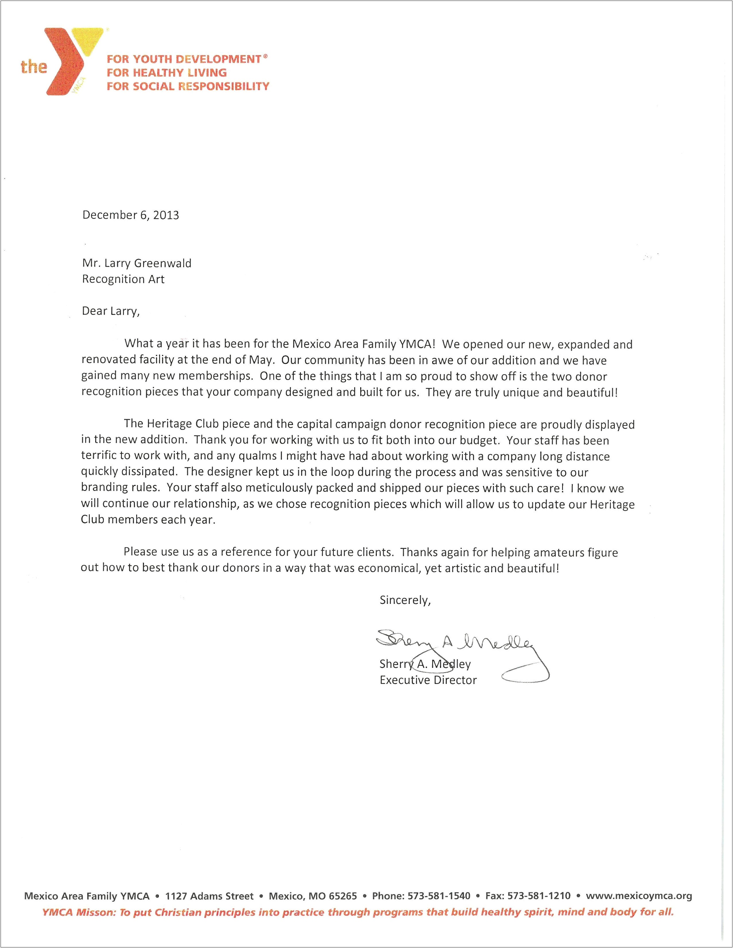 Recommendation Letter Template For Fundraising Donations