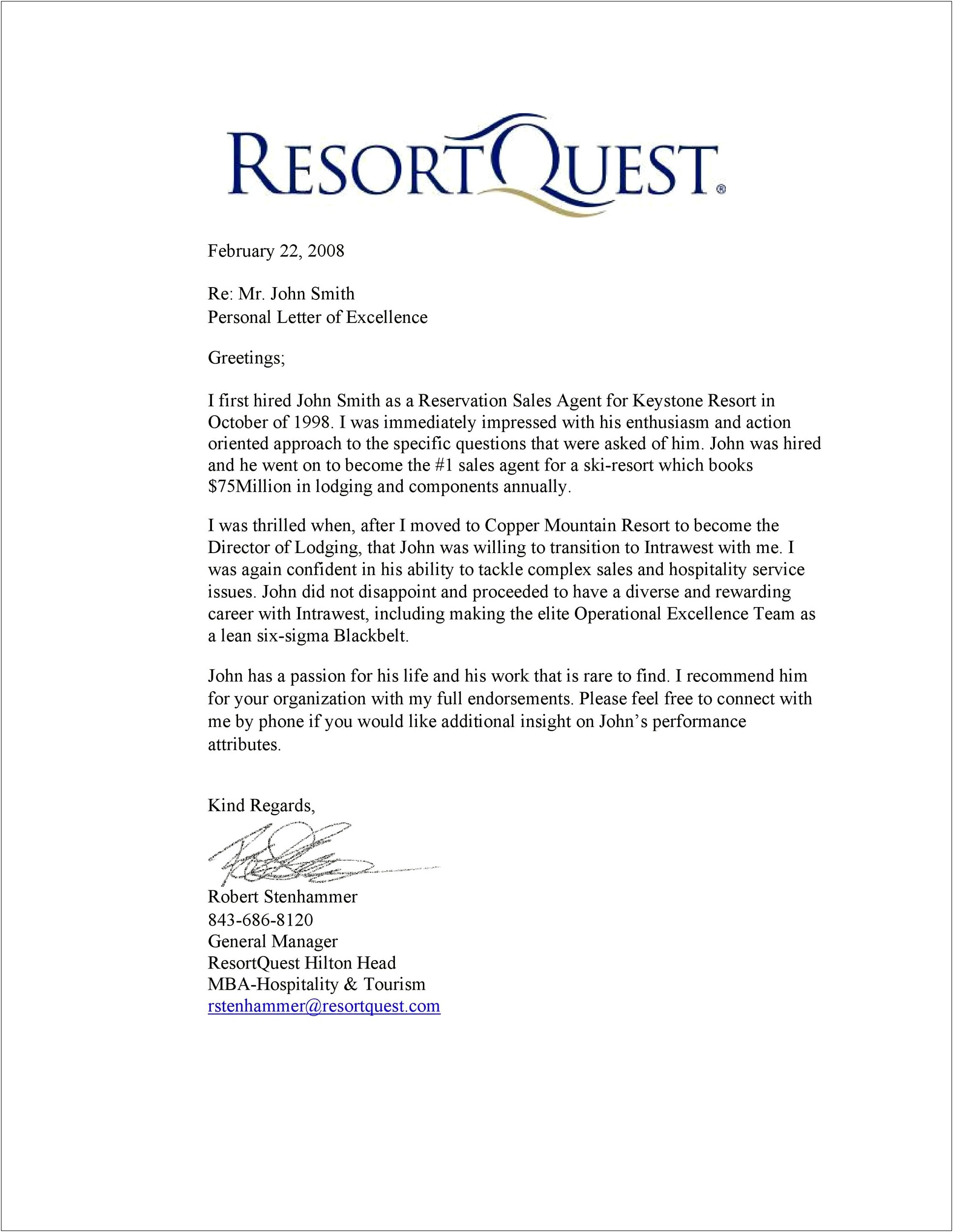 Recommendation Letter Template For Sales Representative