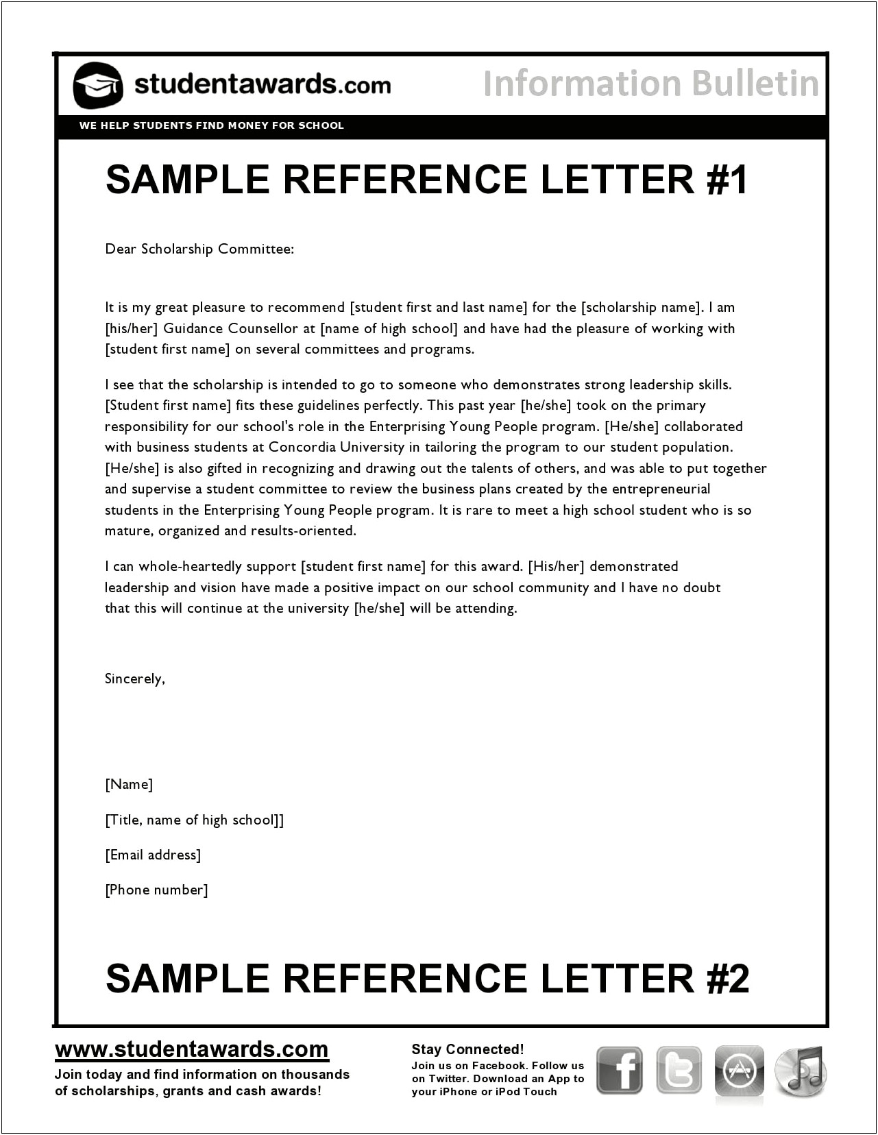 Recommendation Letter Template For Undergraduate Student