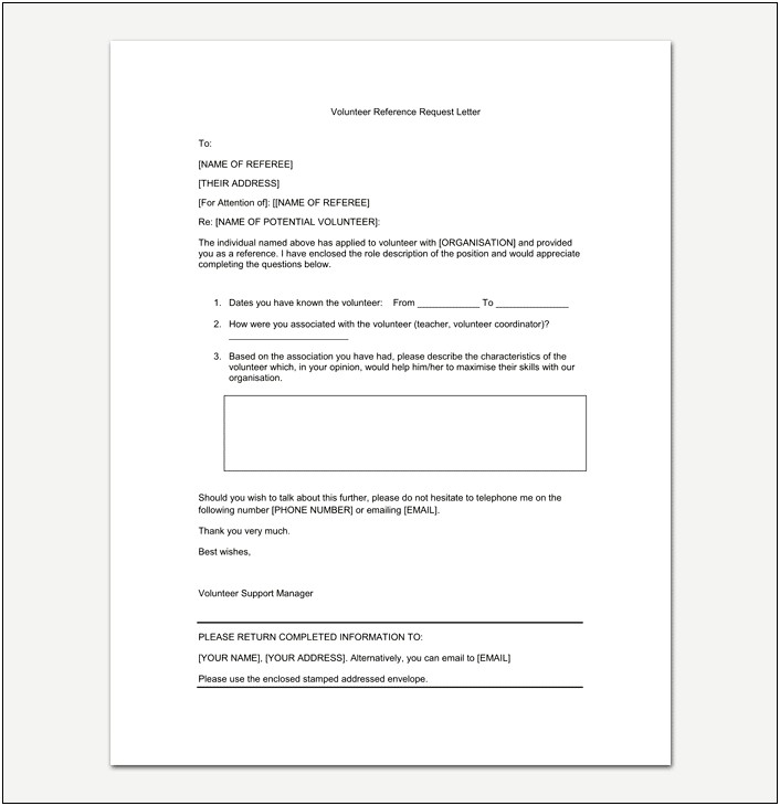 Recommendation Letter Template For Volunteer Teacher Aide