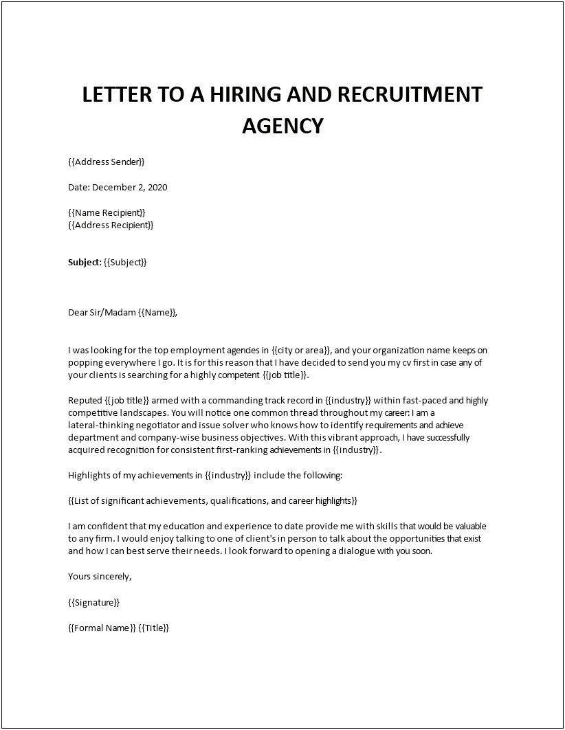 Recruitment Letter To An Organization Template