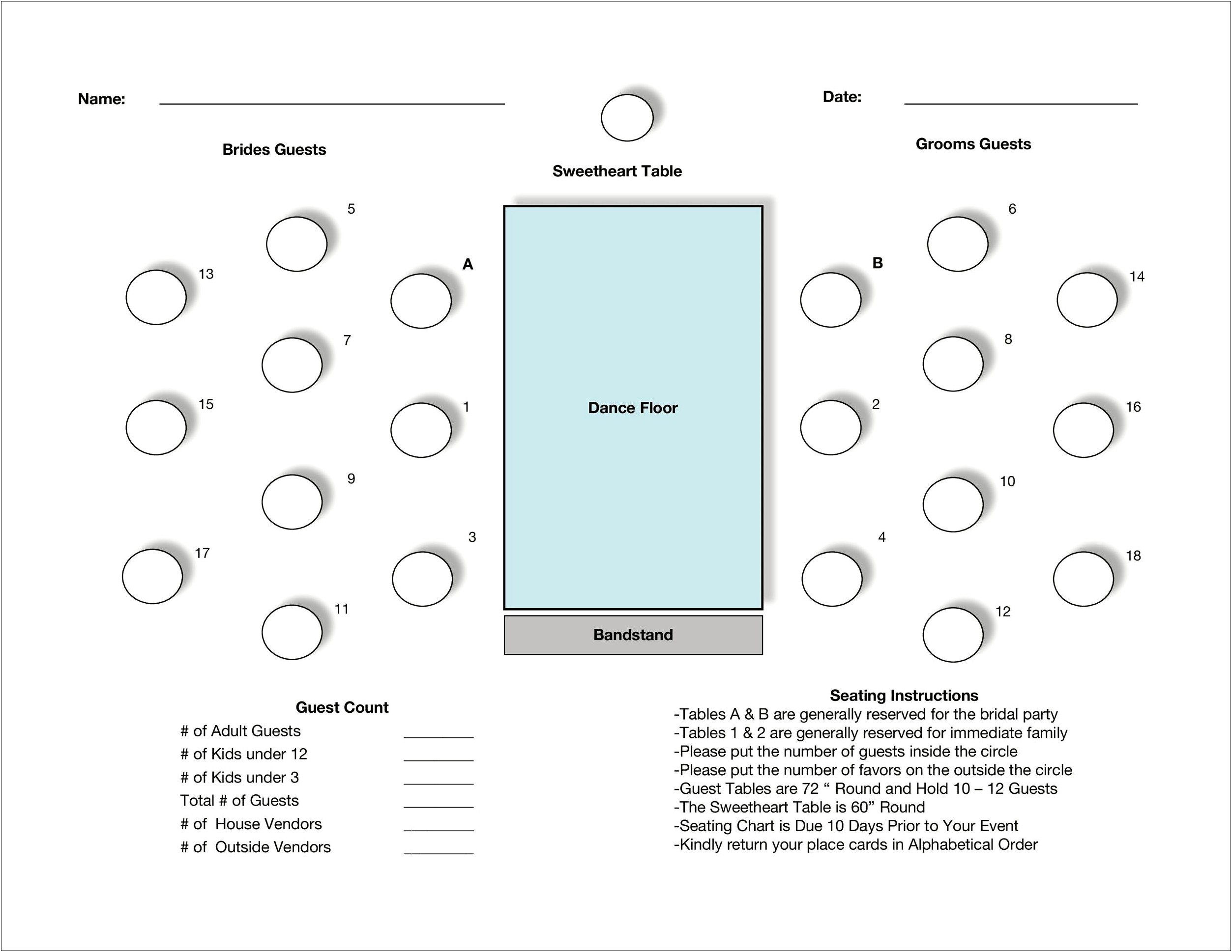 Rectangle 16 Table Seating Chart Template Microsoft Word