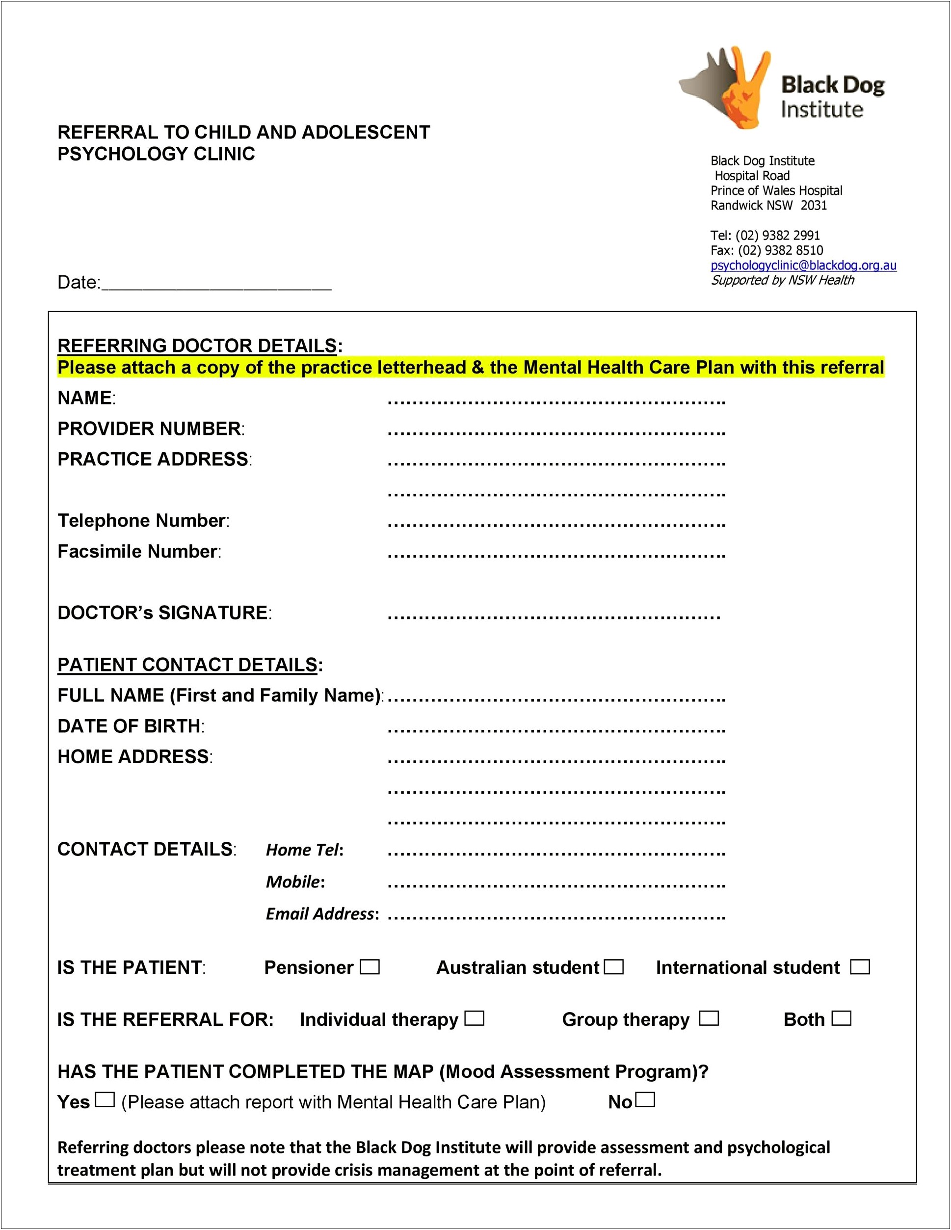 Referal For Mental Health Services Letter Template