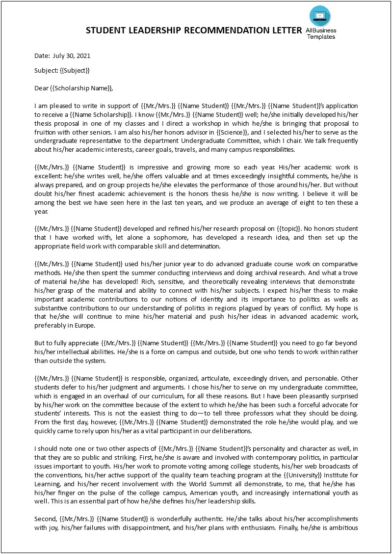 Reference Letter Template For Chevening Scholarship