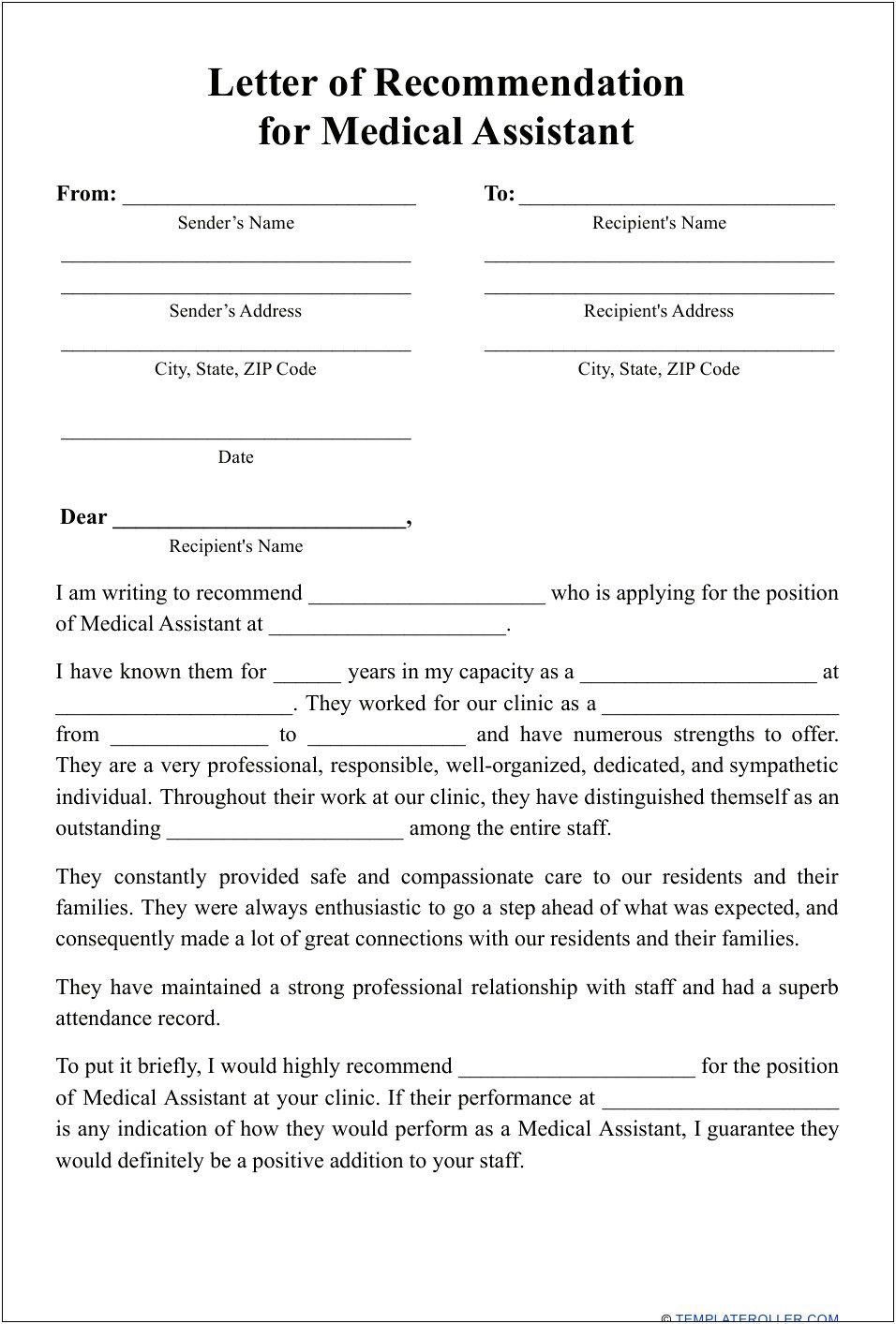 Reference Letter Template For Teaching Assistant