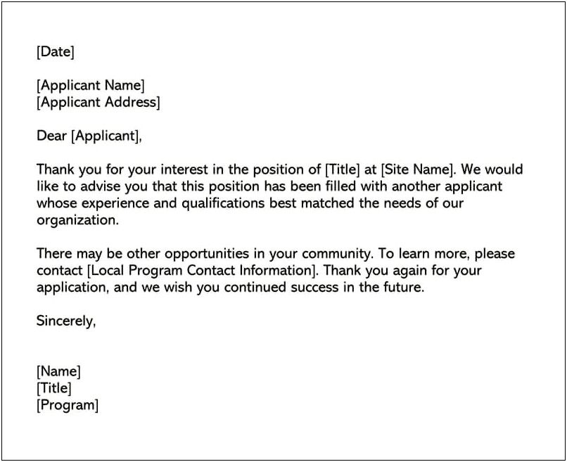 Rejection Letter Job Templates Internal Candidates