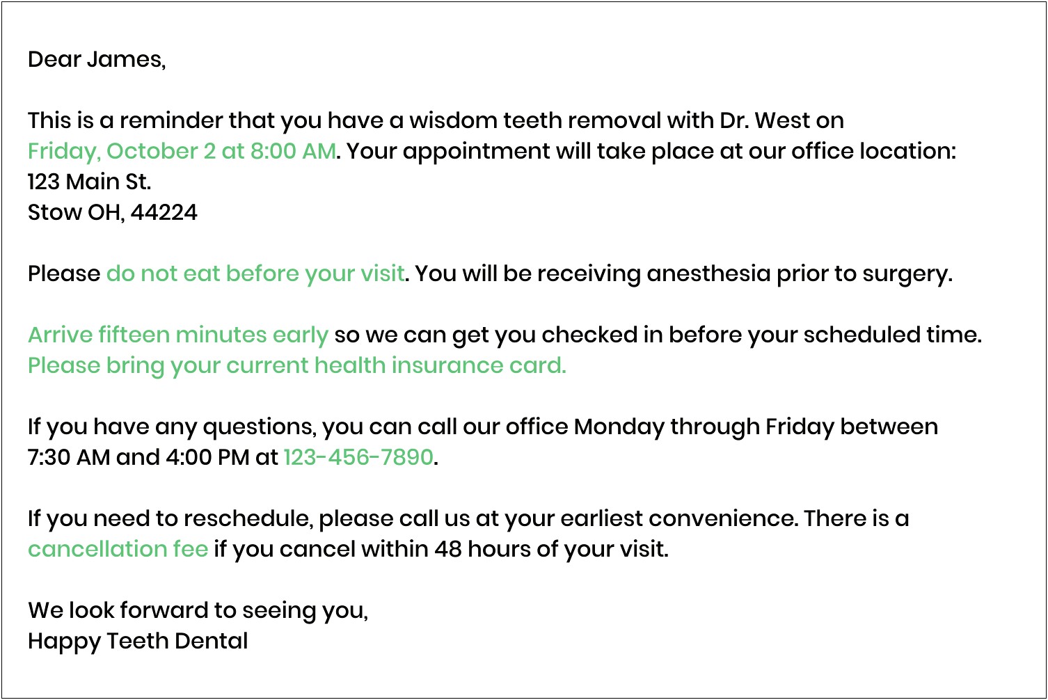 Reminder Letter Template For Wellness Exam