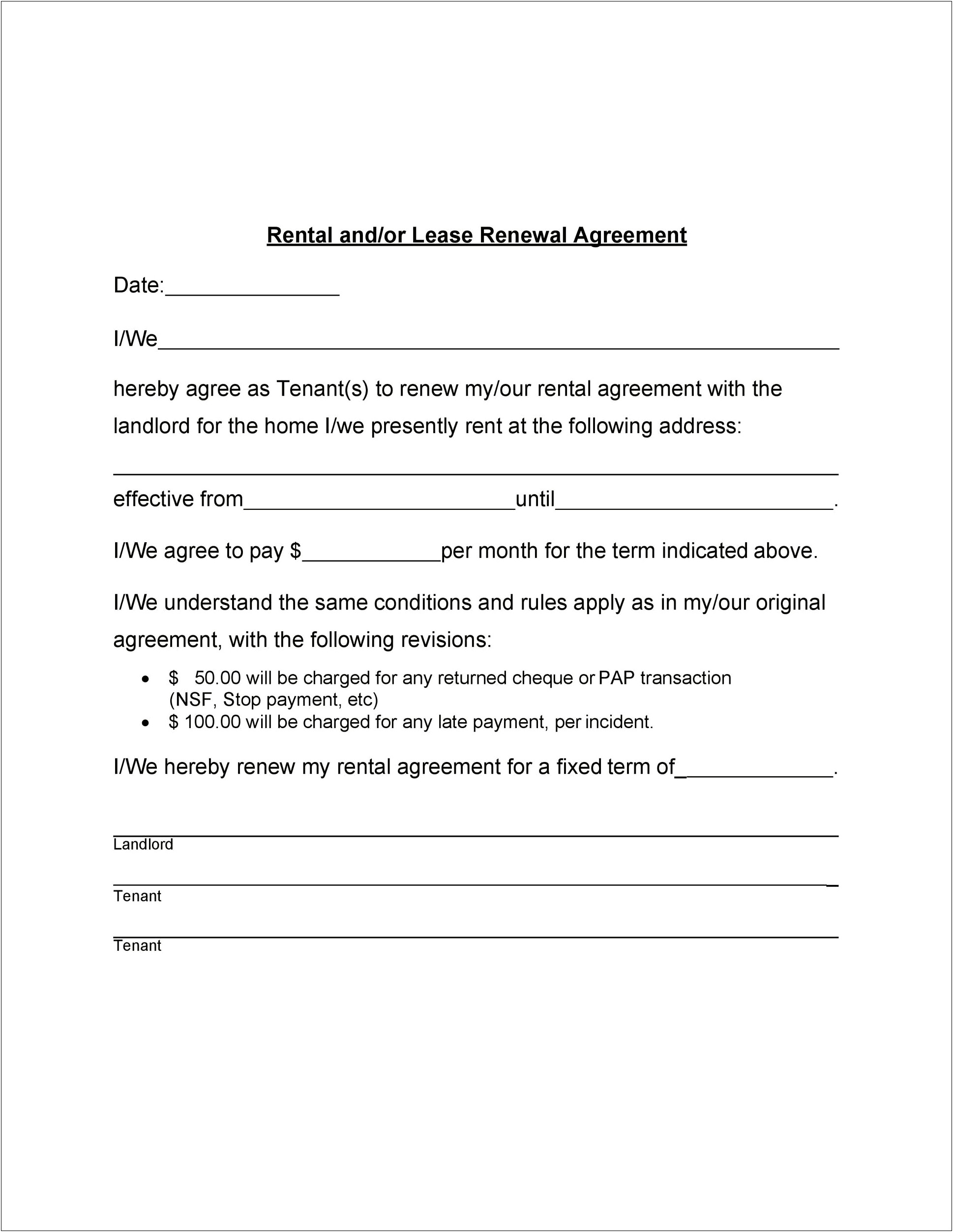 Renewal Of Tenancy Agreement Letter Template Uk