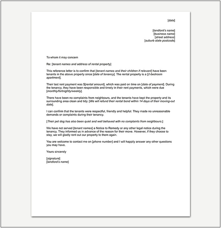 Rent Apartment Reference Letter From Employer Template