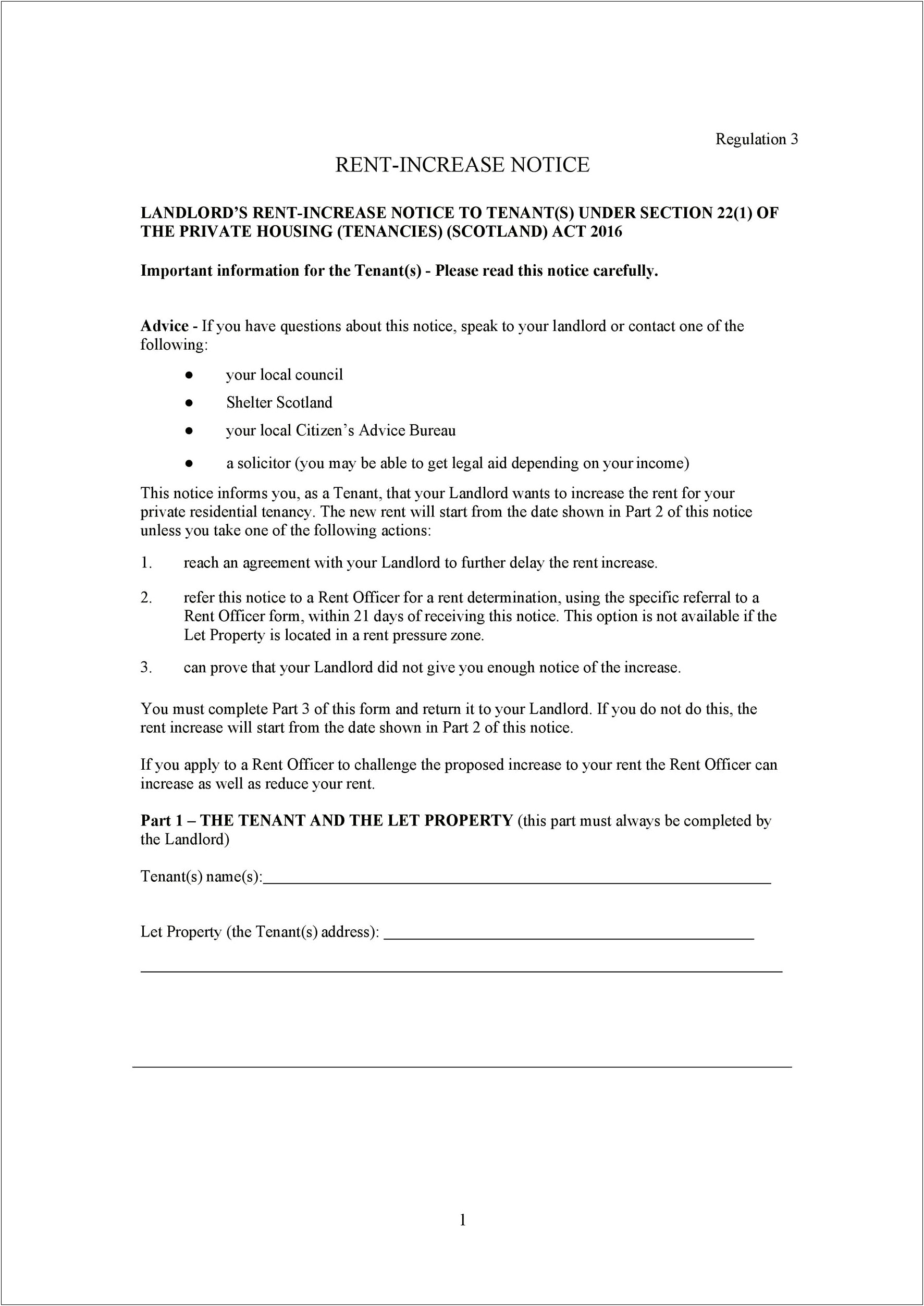 Rent Increase Letter Free Template Uk