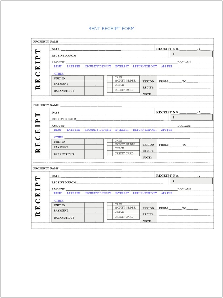 Rent Receipt Template Word File Free