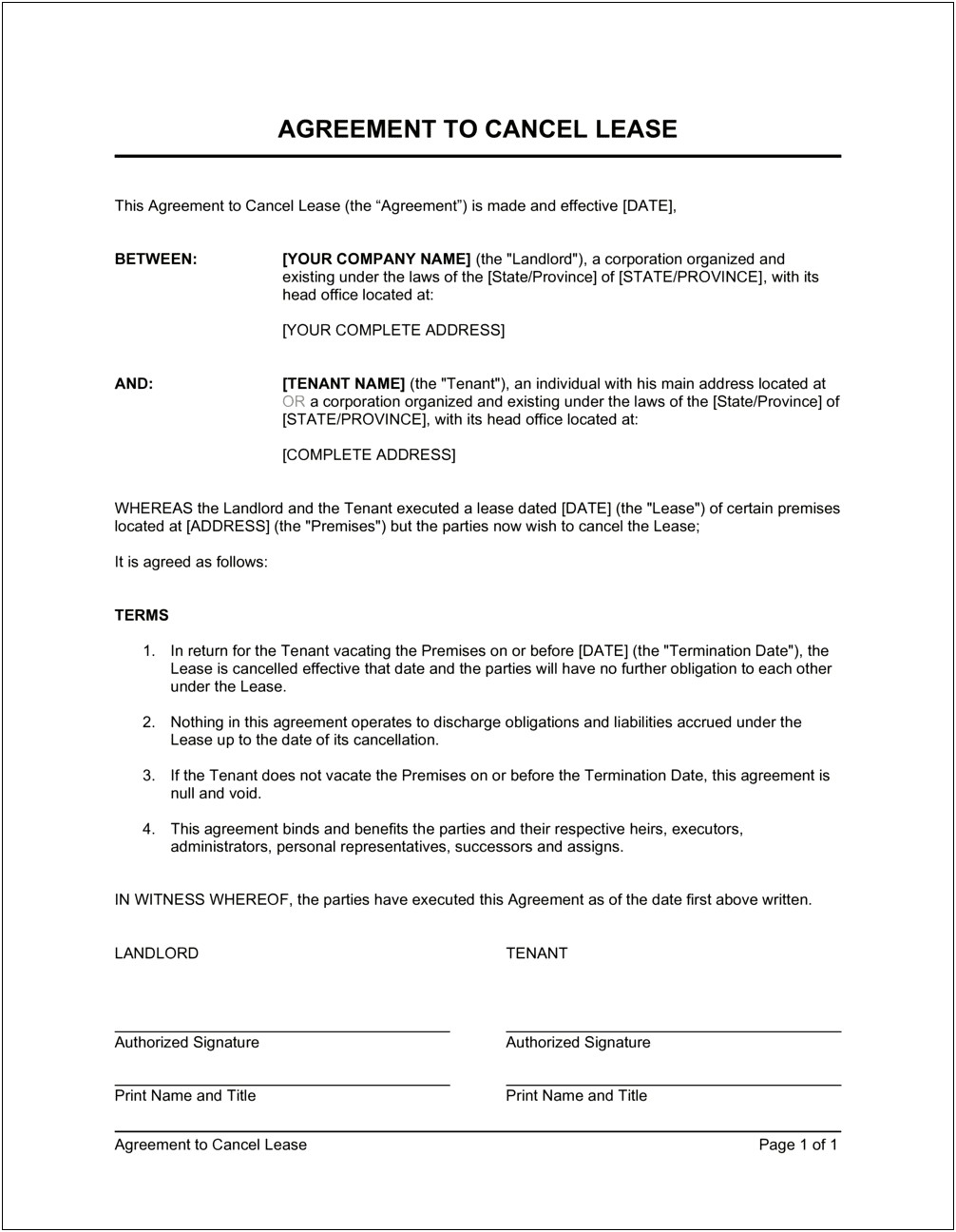 Rental Agreement Template South Africa Word