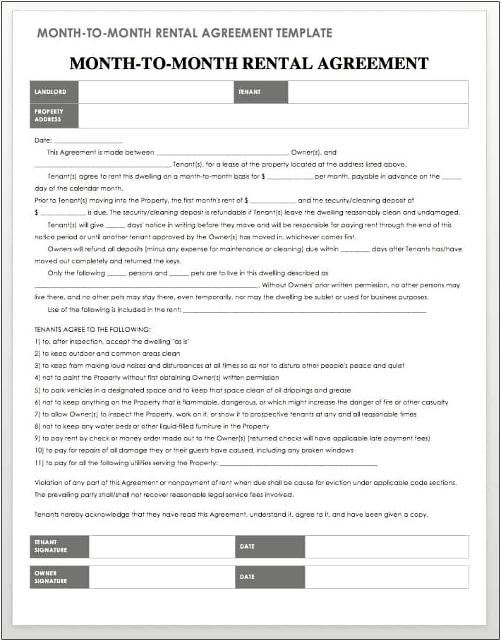Rental Agreement Word Template South Africa
