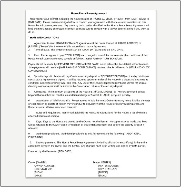 Rental Apartment Lease Agreement Word Template