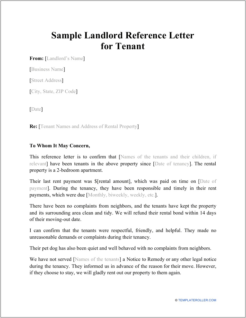 Rental Reference Letter Template From Employer