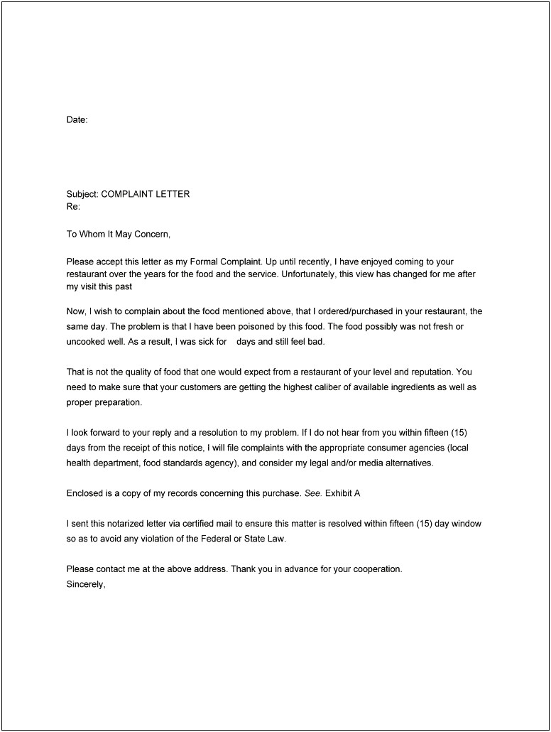 Reply Letter To Customer Complaint Template