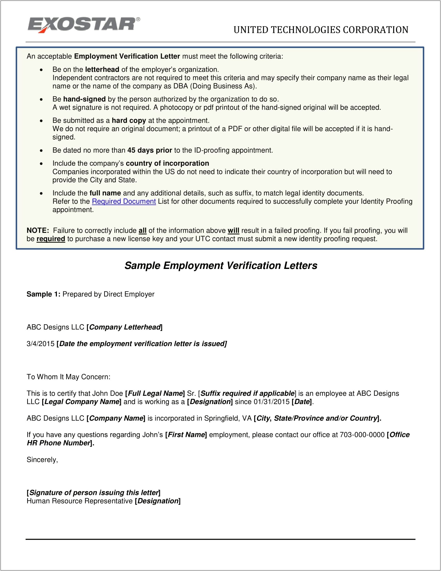 Request Employment Verification Letter Template Word