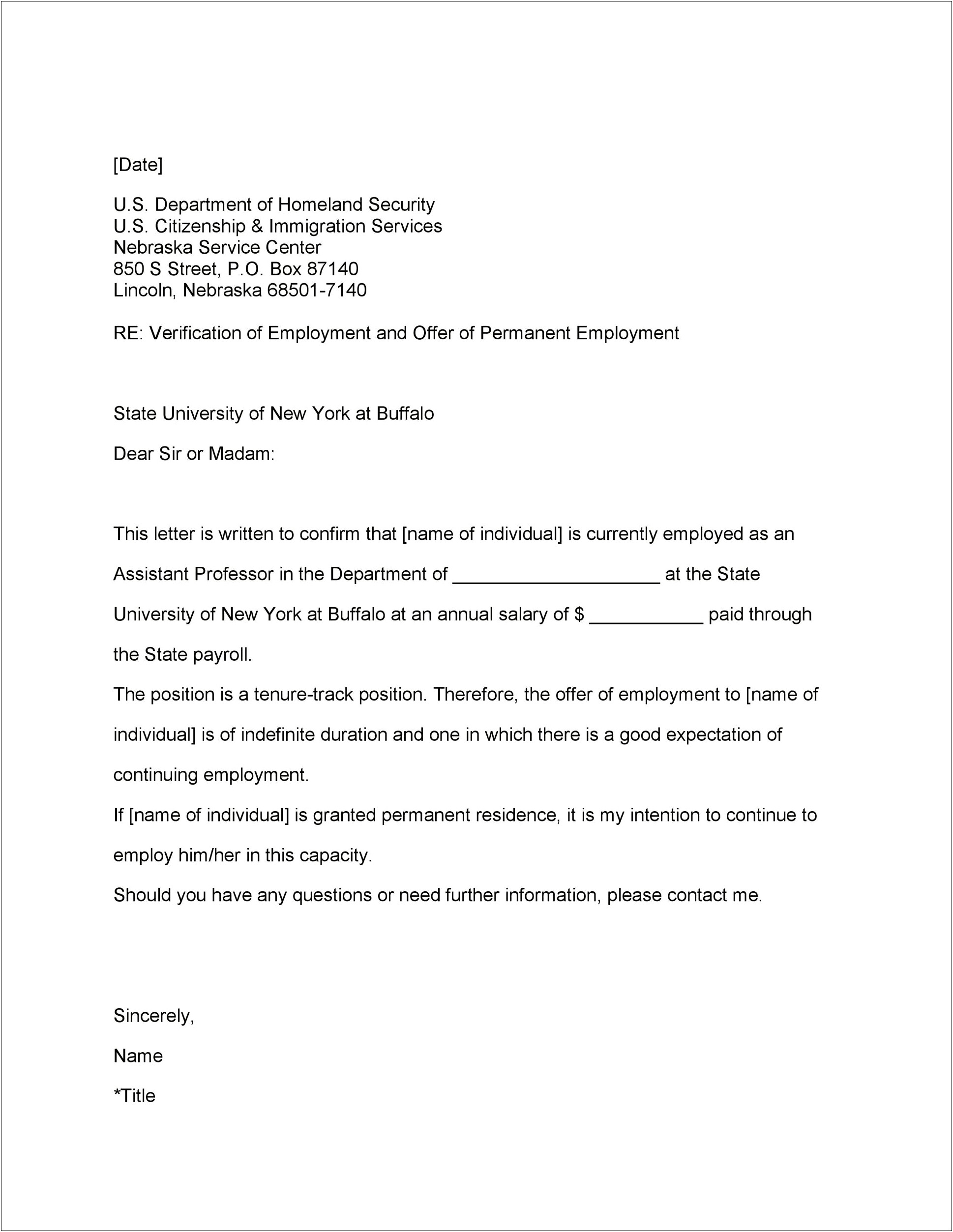 Request For Employment Verification Letter Template