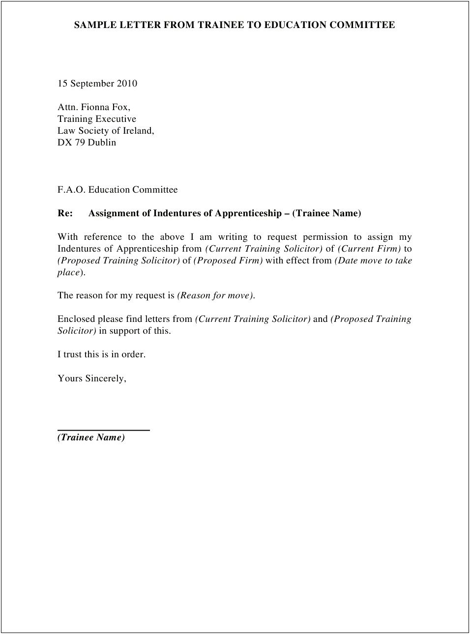 Request For Training Letter Sample Template