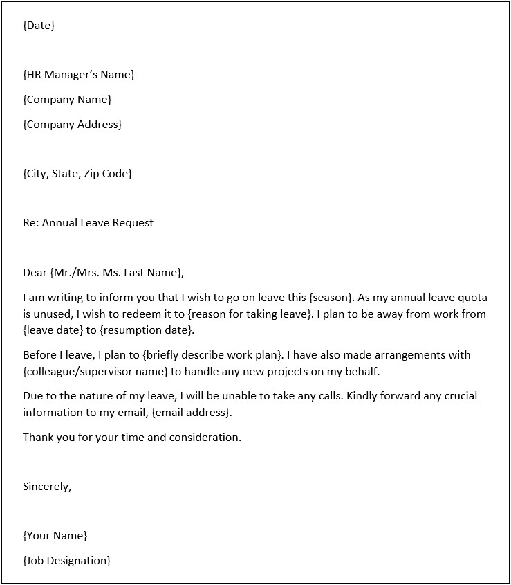 Request Leave Without Pay Letter Template