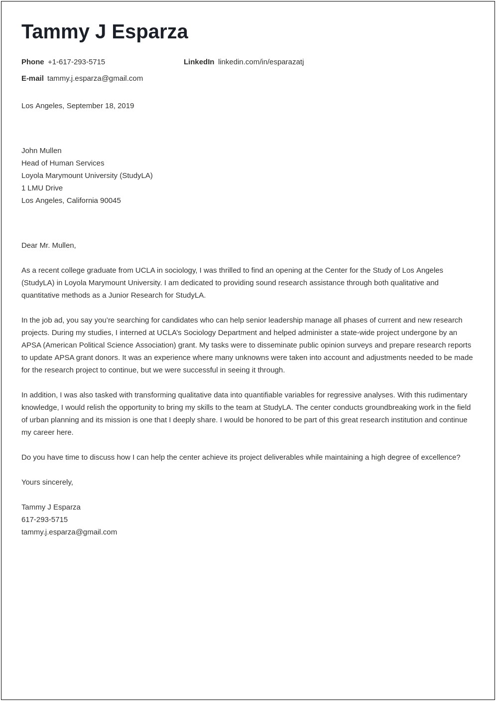 Research Assistant Hopkin Cover Letter Template