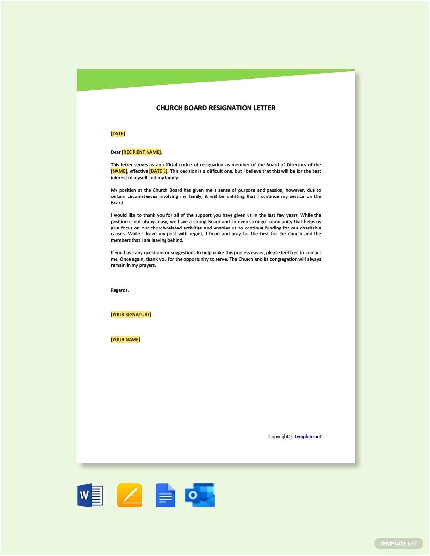 Resignation From Village Board Letter Templates