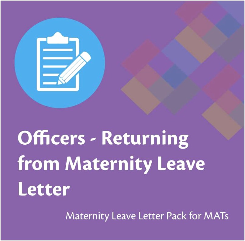 Resignation Letter After Maternity Leave Template Uk