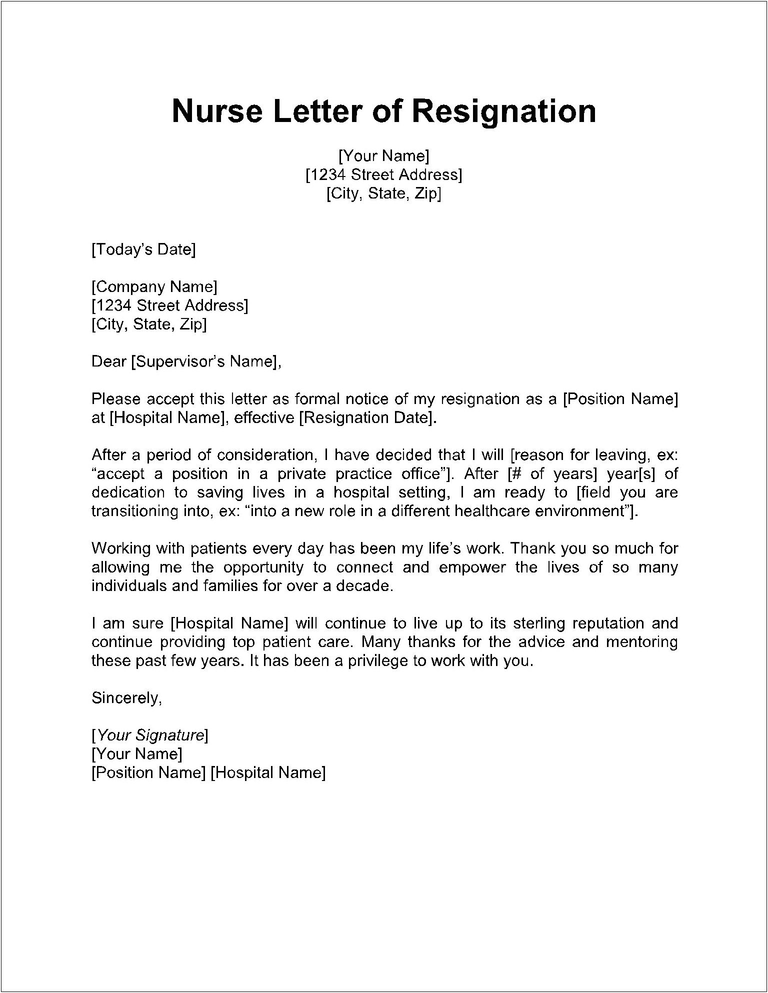 Resignation Letter Due To Retirement Template