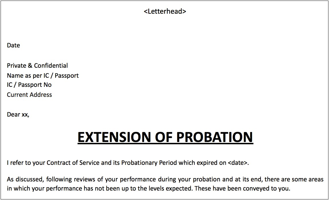 Resignation Letter During Probation Period Template