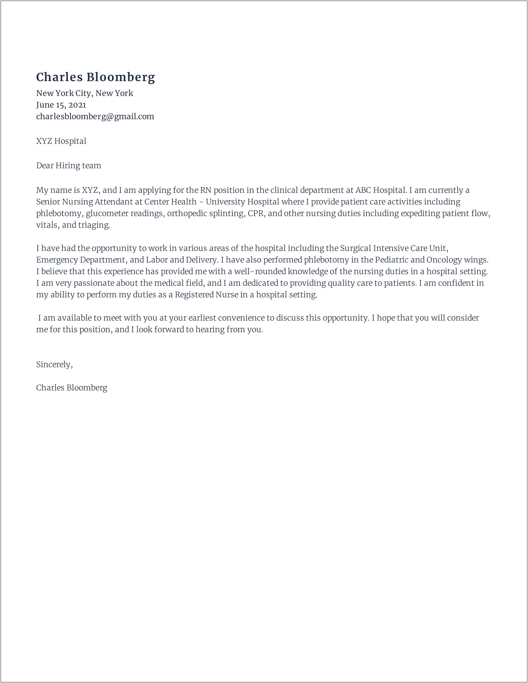 Resignation Letter For Registered Nurse Template Pdf