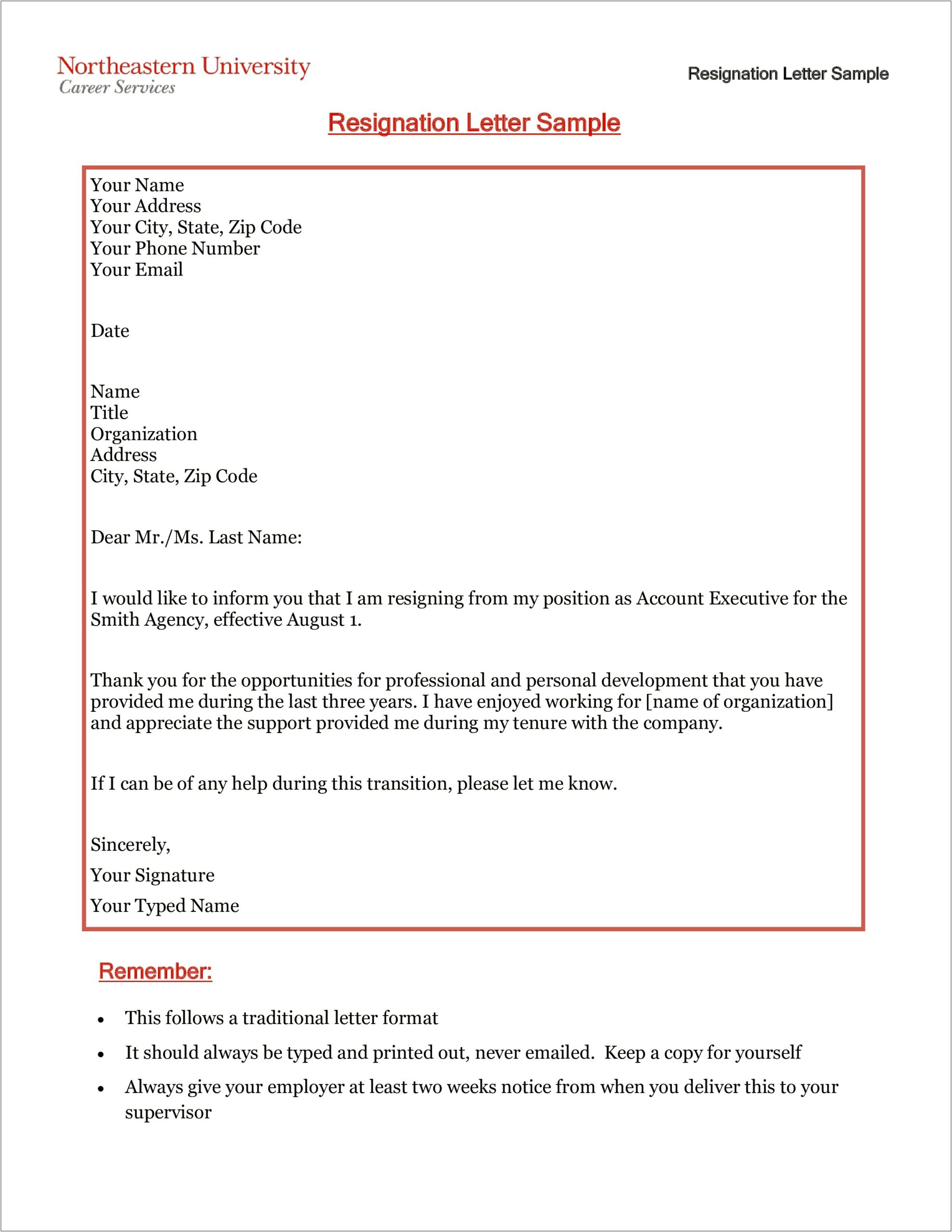 Resignation Letter Independent Financial Advisor Template