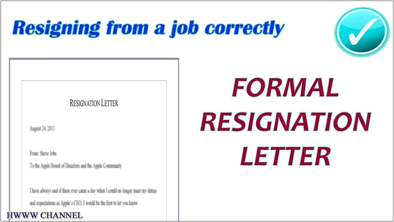 Resignation Letter Simple Template No Reason