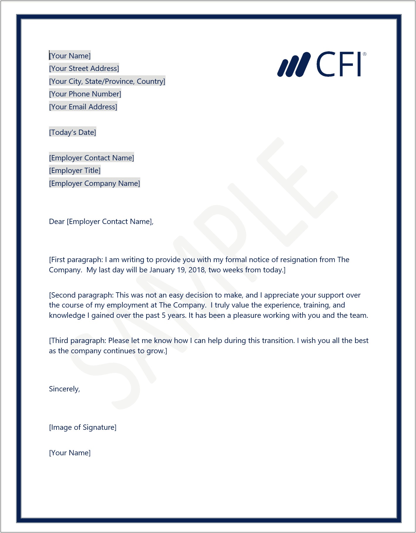 Resignation Letter Template 1 Month Notice Email