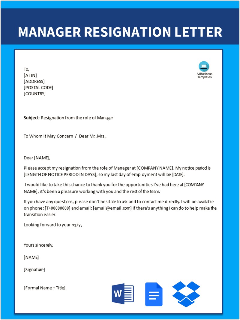 Resignation Letter Template Dos And Don'ts