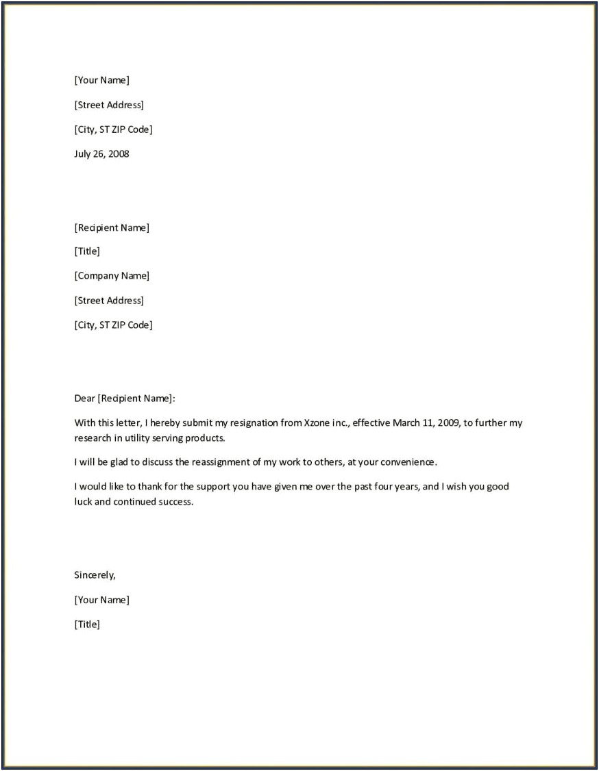 Resignation Letter Template For An American Legion Officer