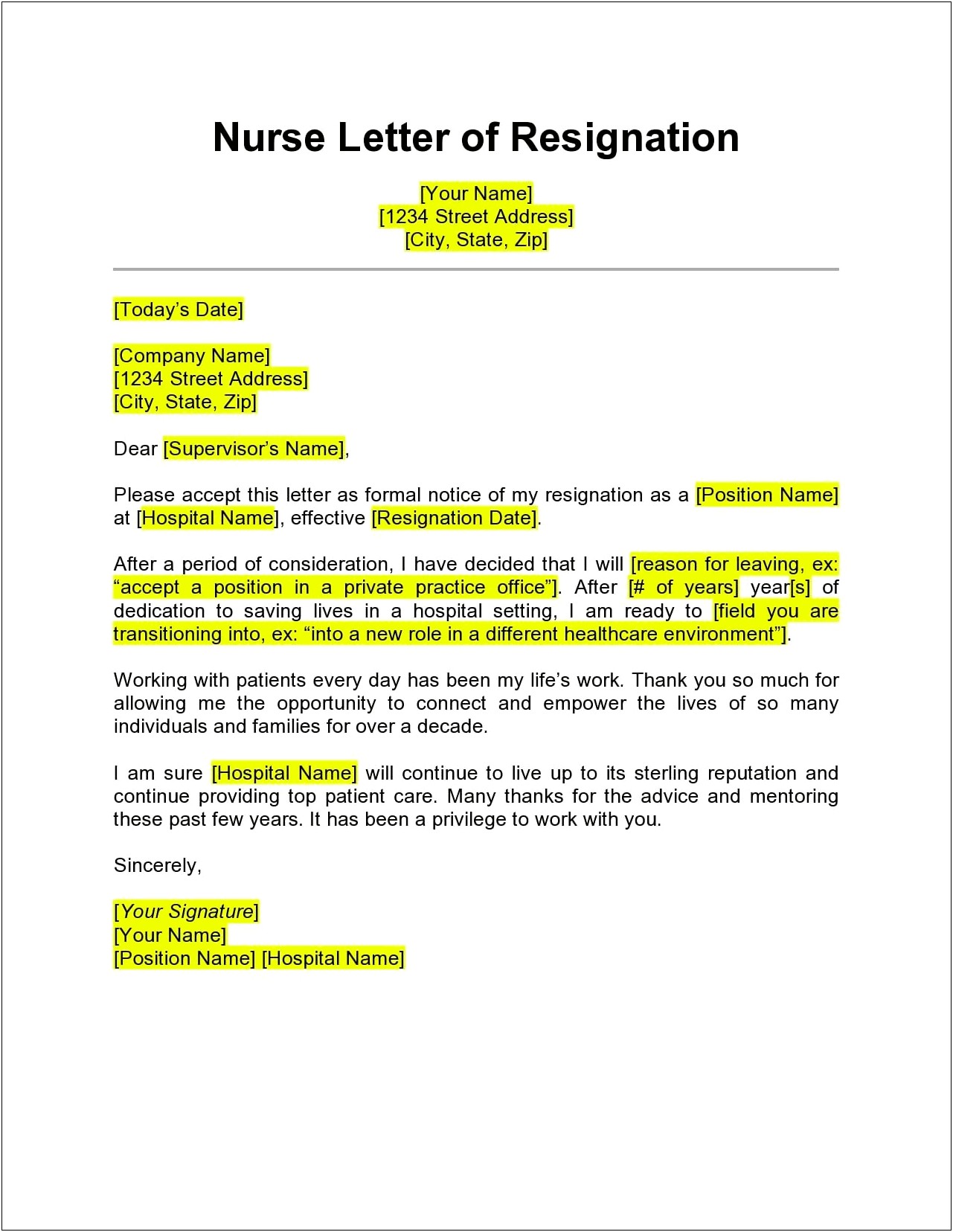 Resignation Letter Template Moving To Another Company